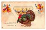 Stecher Litho, Tom Turkey And Hens, Haystack - Thanksgiving