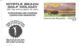 Entier Postal Usa, 1989,myrtle Beach Golf Holiday, Dommages Causés Par Le Cyclone Hugo, Golfeur, Bison - Golf