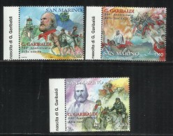 REPUBBLICA DI SAN MARINO 2007 GIUSEPPE GARIBALDI 400° ANNIVERSARIO NASCITA SERIE COMPLETA COMPLETE SET MNH - Nuovi