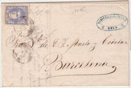 ESPAGNE - 1871 - LETTRE De REUS  Pour BARCELONA - REGENCE - Cartas & Documentos