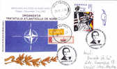 North Atlantic Treaty Organisation - NATO 2002 Registred Express Cover RARE Obliteration Stamps Label Romania. - NATO