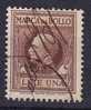 1931 / 37  - MARCA DA BOLLO A   " Tassa Fissa " -  Lire 1 - Fiscali