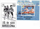 Rowing Canoe Cover Obliteration Stamps Concordante Olympic Games Barcelona 1992 - Canoë