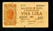 UNA  Lira " ITALIE "   23 Novembre 1944   TTB       Bc 54 - Italia – 1 Lira