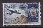SAN MARINO 1954 POSTA AEREA VEDUTA E STEMMA INTEGRA  ** MNH FIRMATO CAFFAZ LUSSO - Airmail