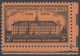 !a! USA Sc# 1083 MNH SINGLE From Lower Right Corner - Nassau Hall - Nuovi