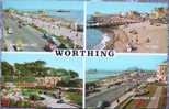 CP De WORTHING " Marine Parade West , The Beach , Denton Gardens , Marine Parade East " . - Worthing