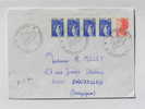 Tp 2,00 F  Rouge "liberté De Gandon" + Bande De 4x 2c Bleu " Sabine De Gandon" Sur Lettre Circulée En1984 - Lettres & Documents