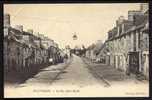 CPA  ANCIENNE- FRANCE- PONTORSON (50)- LA RUE SAINT-MICHEL- ANIMATION- COMMERCES- ATTELAGES- LAMPION SUSPENDU- - Pontorson