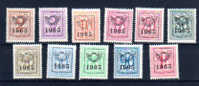 1965, Chiffre Sur Lion Héraldique, PO 758 / 768 **, Cote 85 € - Typos 1951-80 (Chiffre Sur Lion)