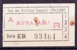 PALERMO  1950 / 60  - BIGLIETTO PER AUTOBUS -  A/R  Sopratassa   Serie  " EB " - Europa