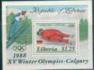 AT2264 Liberia 1988 Olympic Winter Games Double Skiing M MNH - Invierno 1988: Calgary