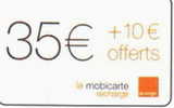 # Mobicarte MBC188A - 35 EUROS + 10 Euros Offerts En Orange Sans Cadre, Code Et Numero Laser, Tranche Noire, 11/01 Au - Kaarten Voor De Telefooncel (herlaadbaar)