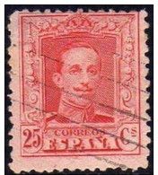 España 1922-30 Edifil 317 Sello º Rey Alfonso XIII 25c Tipo Vaquer Nº Control Al Dorso Michel 289AIa Yvert 279A Spain - Oblitérés