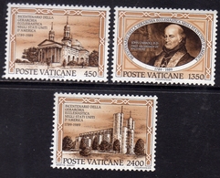 CITTÀ DEL VATICANO VATICAN VATIKAN 1989 GERARCHIA ECCLESIASTICA NEGLI USA ECCLESIASTICAL HIERARCHY SERIE COMPLET SET MNH - Unused Stamps