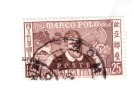 ITA119  -  REPUBBLICA VARIETA´-MARCO POLO 1954- L. 25 USATO  -  CAT.  C.E.I. 723/1 - DENT. 14 X 14 1/4 - Varietà E Curiosità