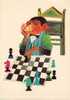 ÉCHECS: SINGE HABILLÉ [ ATTITUDE HUMAINE ] JOUANT Aux ÉCHECS - ILLUSTRATION : TOMASKA IRÉN - BUDAPEST (f-665) - Chess