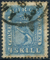 Pays : 352 (Norvège : Oscar I)  Yvert Et Tellier N°:    14 (o) ; Norgeskatalogen : NO 14 Y - Oblitérés