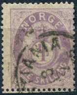 Pays : 352 (Norvège : Oscar I)  Yvert Et Tellier N°:    19 (o) ; Norgeskatalogen NO 19 Ia - Used Stamps