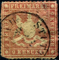 Pays :  20,6 (Allemagne: Wurtenberg (Royaume : Guillaume Ier (1816-1864))  Yvert Et Tellier N° : 19 A (A) (o) - Usati