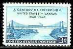 1948 USA United States-Canada Friendship Stamp Sc#961 Suspension Bridge Train Railway River - Neufs