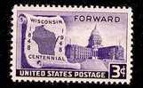 1948 USA Wisconsin State Capitol Stamp Sc#957 Map - Nuovi