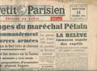 Le Petit Parisien Du 11/11/1942 " Trois Message Du Maréchal PETAIN" - Le Petit Parisien