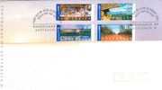 AUSTRALIA FDC LANDSCAPES PART 2 4  STAMPS FROM $1.10  TO $3.30  DATED 23-08-2002 CTO SG? READ DESCRIPTION !! - Lettres & Documents