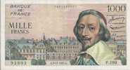 - FRANCE - BILLETS -  1000 F -  RICHELIEU - A - 3 - 11 - 1955 - A - N° 92802 - P.193 - 1 000 F 1953-1957 ''Richelieu''