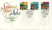 COCOS ISLANDS FDC SALAMAT HARI WOMAN BOAT SET OF 3 STAMPS DATED 06-01-1997 CTO SG? READ DESCRIPTION !! - Isole Cocos (Keeling)