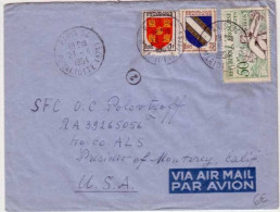 1954 - LETTRE PAR AVION De PARIS (SEINE) Pour La CALIFORNIE (U.S.A)  - ARMOIRIES - 1941-66 Coat Of Arms And Heraldry