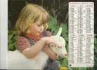 Calendrier 1986 Photos, Enfant Et Animaux / Petite Fille Qui Caresse Un Agneau, Avec Tourterelles - Grossformat : 1981-90