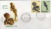 Europa-Ausgabe 1974 San Marino 1067/8+ FDC O 3€ Gemeinschafts-Set CEPT Skulpturen Frauen Akt Greco Art Cover Of EUROPE - Brieven En Documenten