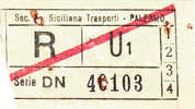 PALERMO  1950 / 60  - BIGLIETTO PER AUTOBUS -   R   Serie  " DN "   -  Barra Rossa - Europa