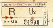 PALERMO  1950 / 60  - BIGLIETTO PER AUTOBUS -   R   Serie  " GB " - Europe