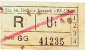 PALERMO  1950 / 60  - BIGLIETTO PER AUTOBUS -   R   Serie  " GG "  Barra Rossa - Europe