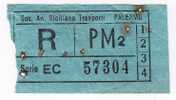 PALERMO  1950 / 60  - BIGLIETTO PER AUTOBUS -   R   Serie  " EC " - Europe