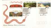 AUSTRALIA FDC WORLD HERITAGE SITES ULURU ETC.  SET OF 4 STAMPS FV$4.25 DATED 04-03-1993 CTO SG? READ DESCRIPTION !! - Covers & Documents