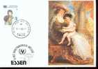 CARTE PHILATELIQUE UNICEF ET EXPOSITION THEME PEINTURE LA FEMME ET L ENFANT - UNICEF