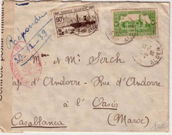 ALGERIE - 1939 - LETTRE CENSUREE D' ALGER Pour CASABLANCA (MAROC) - Brieven En Documenten