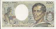 - FRANCE - BILLETS - 200 F - MONTESQUIEU - 1981 - N° R - 001 - 531676 - - 200 F 1981-1994 ''Montesquieu''