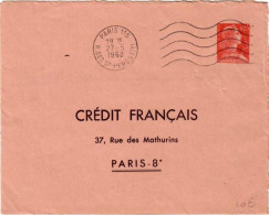 TYPE MULLER - ENVELOPPE TSC (CREDIT FRANCAIS)  OBLITEREE à PARIS - 1960 - Standard- Und TSC-Briefe (vor 1995)