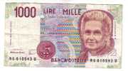 Billet  - 1000 Lire - Excellent état Mais Plié - 1000 Liras