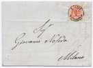 1858, N° 5 Sassone Sur Lettre De Lombardo Vénétie Oblitéré Lodi Cachet à Fleuron Double Cercle, - Lombardo-Vénétie