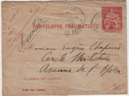 PNEUMATIQUE - ENTIER POSTAL - TYPE CHAPLAIN - 1902 - Yvert N°2763 - ENVELOPPE 30c. - Pneumatici