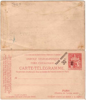 PNEUMATIQUE - ENTIER POSTAL - TYPE CHAPLAIN - Yvert N°2520 - CARTE POSTALE AVEC REPONSE 50c. (1880) - NEUVE - COTE= 77 E - Pneumatici