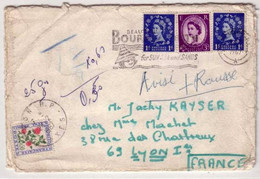 1967 - TAXE 50c TYPE FLEURS  Sur LETTRE De  (ANGLETERRE) Pour LYON (RHONE) - - 1960-.... Briefe & Dokumente