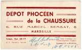 Dépot Phocéen De La Chaussure, Rue Marcel-Sembat, MArseille - Cartes De Visite
