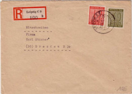 ZONE SOVIETIQUE - EMISSIONS LOCALES - 1945 - SAXE (SACHSEN) - LETTRE RECOMMANDEE De LEIPZIG Pour DRESDEN - Covers & Documents