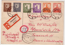 ZONE SOVIETIQUE - EMISSIONS LOCALES - 1946 - SAXE (SACHSEN) - CARTE RECOMMANDEE De CHEMNITZ - RARE - Brieven En Documenten